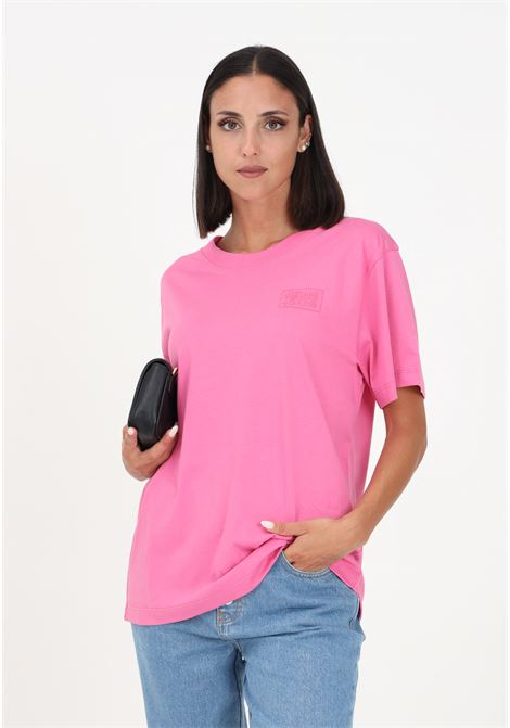 Pink women's t-shirt with logo embroidery MO5CH1NO JEANS | T-shirt | A070982627208