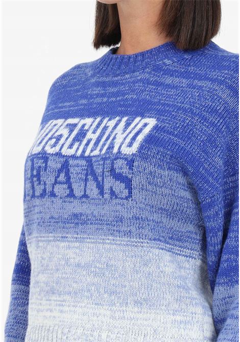 Women's blue sweater with Moschino Jeans logo MO5CH1NO JEANS | Knitwear | J091982061280