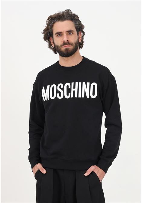 Black crewneck sweatshirt for men with logo print MOSCHINO | 17012028A1555