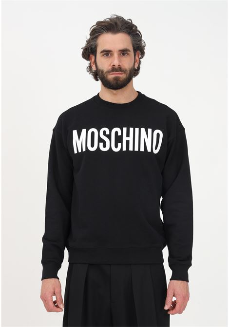 Black crewneck sweatshirt for men with logo print MOSCHINO | Hoodie | 17012028A1555