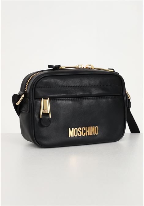 Women's black shoulder bag with plated logo MOSCHINO | Bag | A745780013555