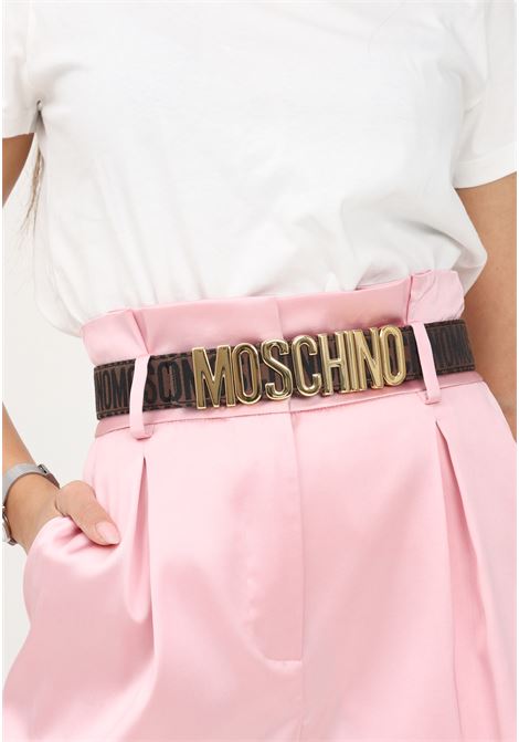 Brown belt for men and women with logo buckle MOSCHINO | Belts | 80068268B1103