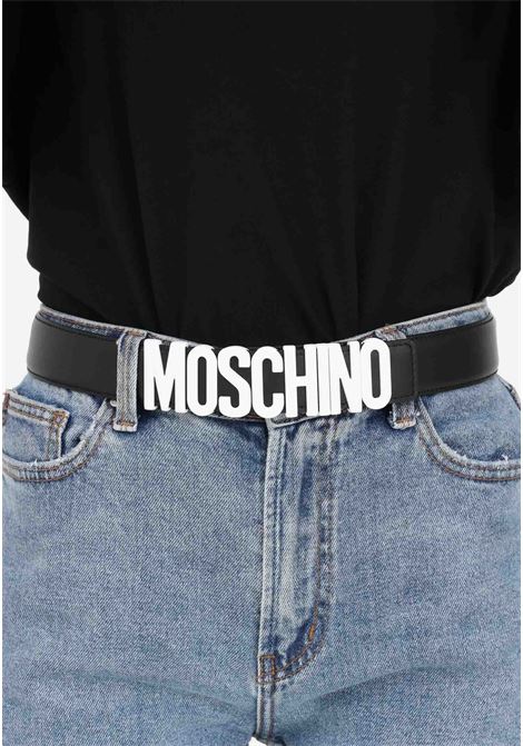 Black belt for men and women with logo buckle MOSCHINO | Belts | 80148001A5555