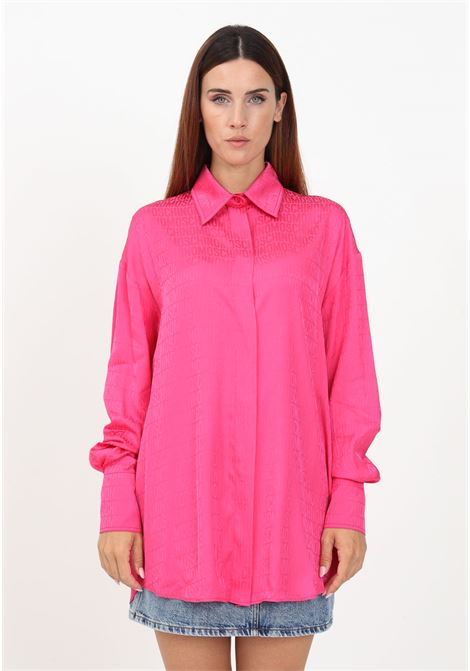 Women's fuchsia casual shirt with all-over logo MOSCHINO | Shirt | A020477480217
