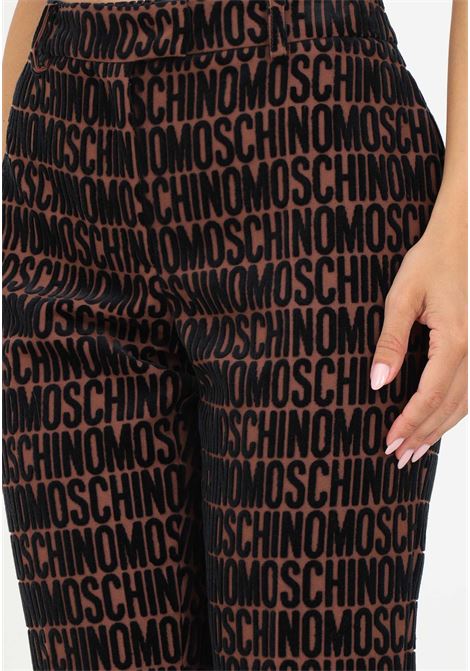 Pantalone casual marrone da donna con logo MOSCHINO | Pantaloni | A030977301103