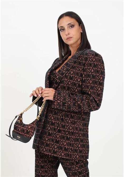 Elegant brown women's jacket with velvet logo MOSCHINO | Blazer | A050577301103