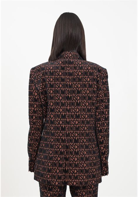 Elegant brown women's jacket with velvet logo MOSCHINO | Blazer | A050577301103