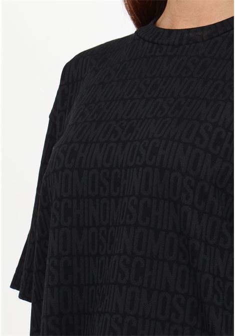 Black women's t-shirt with all-over logo MOSCHINO | T-shirt | A070177450555