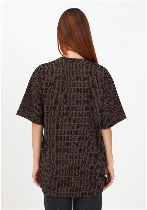T-shirt marrone da donna con logo a contrasto MOSCHINO | T-shirt | A070177451103
