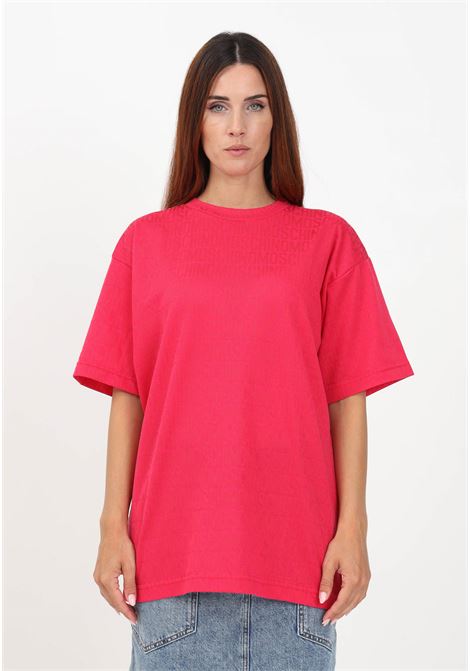 Fuchsia women's t-shirt with all-over logo MOSCHINO | T-shirt | A070177451217