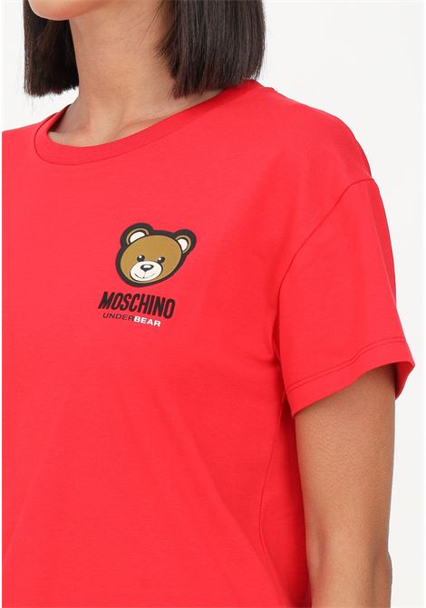 T-shirt rossa da donna con logo e piccolo teddy MOSCHINO | T-shirt | A078944100116