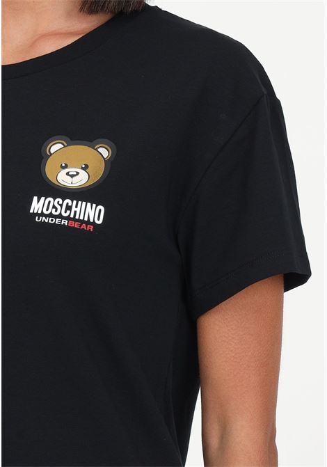 Black women's t-shirt with logo and small teddy MOSCHINO | T-shirt | A078944100555