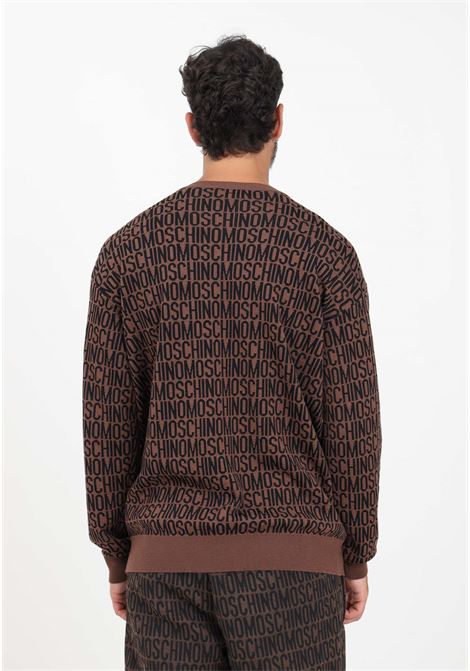 Brown crew-neck sweater for men embellished with logo MOSCHINO | Knitwear | A090176001103