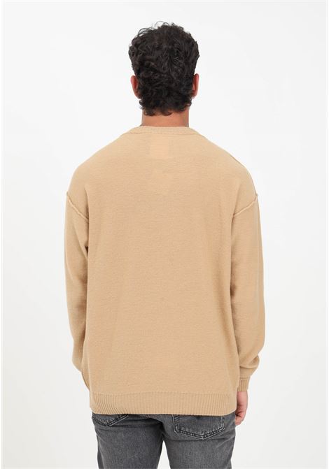 Beige crew-neck sweater for men with logo MOSCHINO | Knitwear | A092352031018
