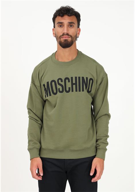 Green crewneck sweatshirt for men with logo print MOSCHINO | A170170281427