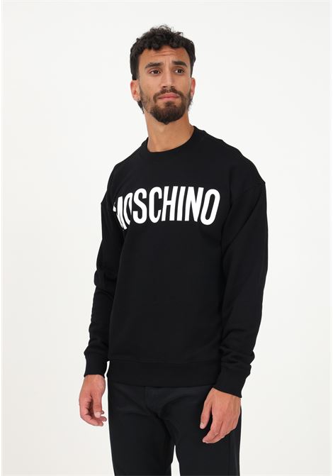 Black crewneck sweatshirt for men with logo print MOSCHINO | A170170281555