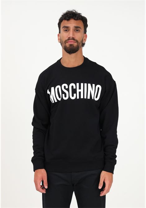 Black crewneck sweatshirt for men with logo print MOSCHINO | A170170281555