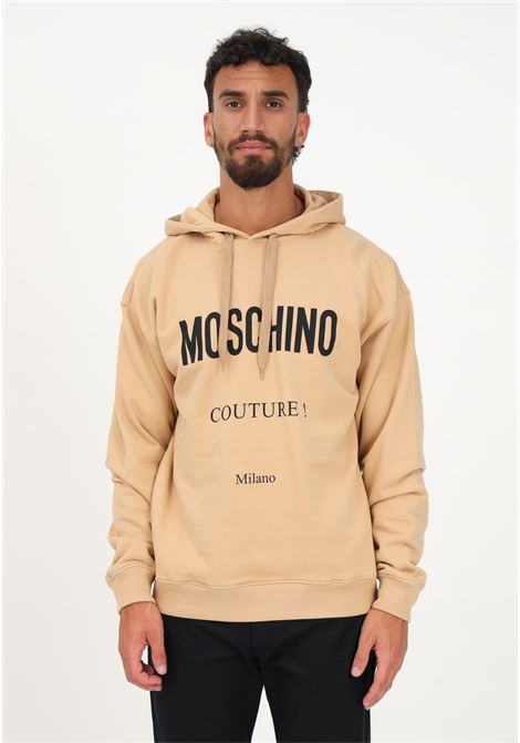 Beige men's hoodie embellished with logo print MOSCHINO | A170652281018