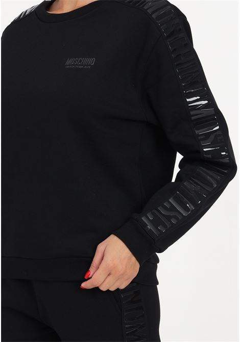 Black women's sweatshirt with rubberized logo MOSCHINO | Hoodie | A170744140555