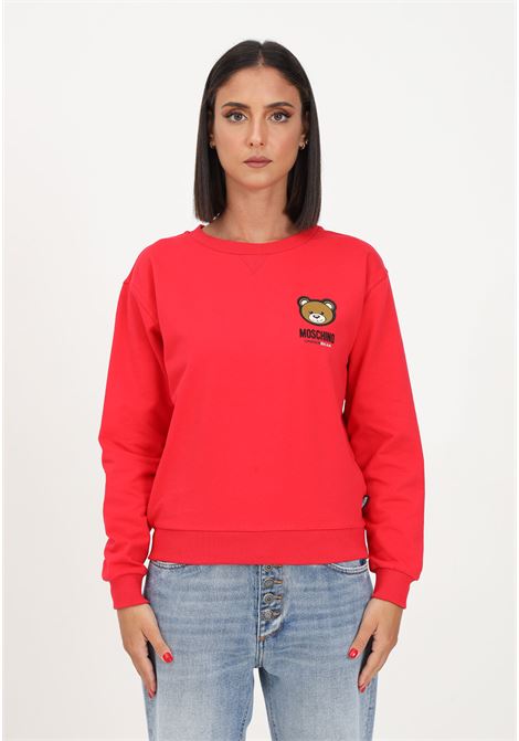 Red women's sweatshirt with logo and small teddy MOSCHINO | Hoodie | A179044130116