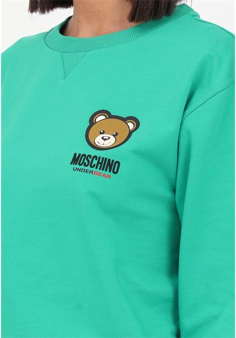 Green women's sweatshirt with logo and small teddy MOSCHINO | Hoodie | A179044130394