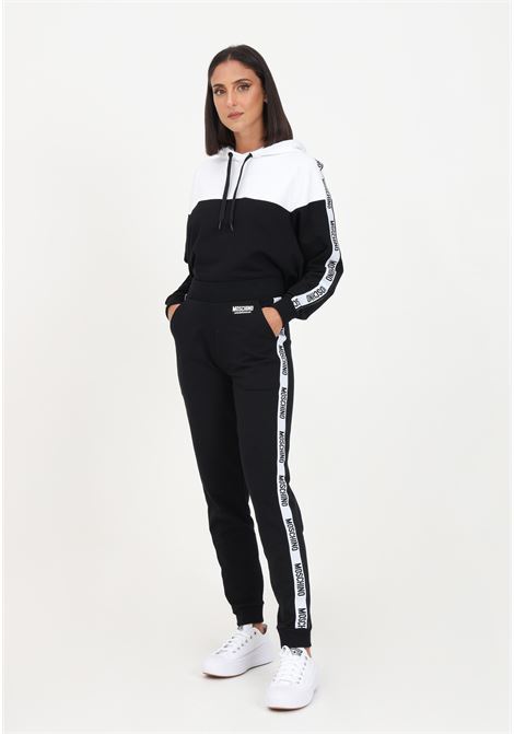 Black women's sports trousers with logoed bands MOSCHINO | Pants | A682044131555