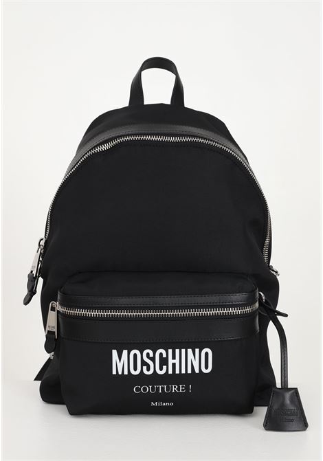 Black backpack for men and women with logo print MOSCHINO | Backpacks | A760682012555