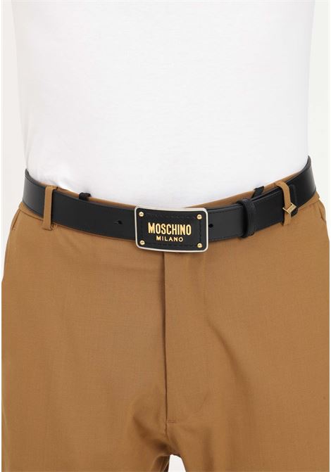 Black men's belt with logo buckle MOSCHINO | Belts | A801080011555