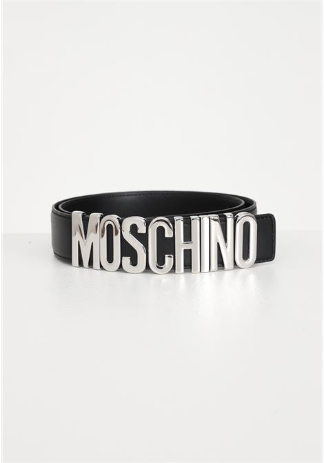 Black belt for men and women with logo buckle MOSCHINO | Belts | A801280016555
