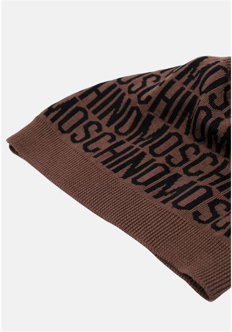 Brown wool blend hat for men and women with logo MOSCHINO | Hats | A920682721103