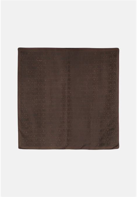Brown silk scarf for women with jacquard logo MOSCHINO | Scarfs | A935082701103
