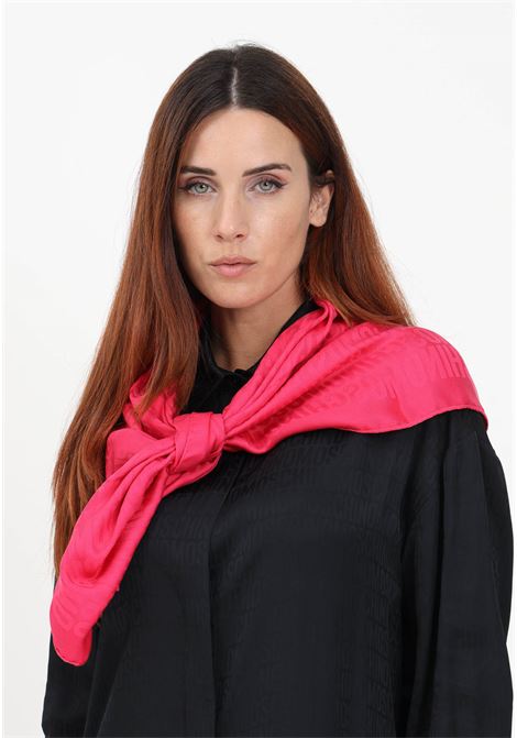 Fuchsia women's silk scarf with jacquard logo MOSCHINO | Scarfs | A935082701217