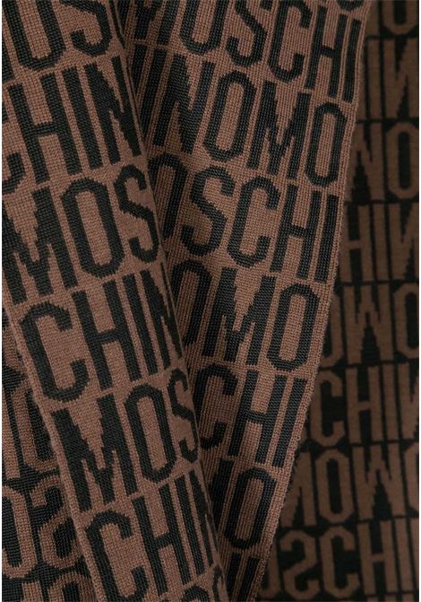 Brown scarf for men and women with logo pattern MOSCHINO | Scarves | A935382721103