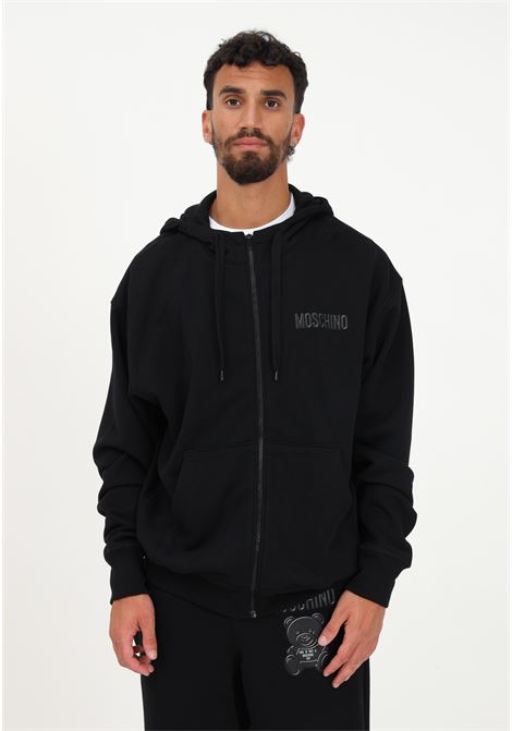Black hooded sweatshirt for men embellished with logo and Moschino Teddy Bear print MOSCHINO | J173870281555