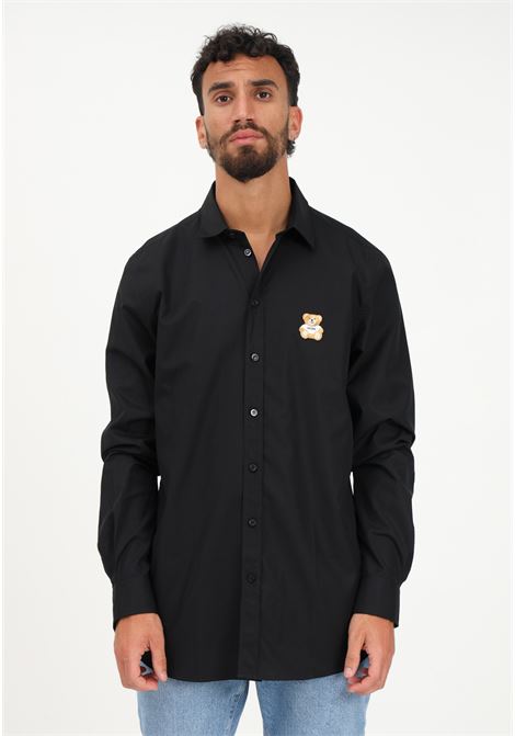 Black men's shirt with teddy bear embroidery MOSCHINO | Shirt | V022170351555