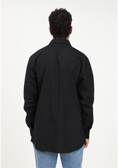 Camicia nera da uomo con ricamo orsetto MOSCHINO | Camicie | V022170351555