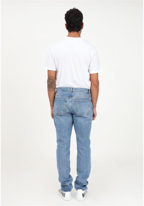 Jeans in denim chiaro da uomo con ricamo orsetto MOSCHINO | Jeans | V034970220288