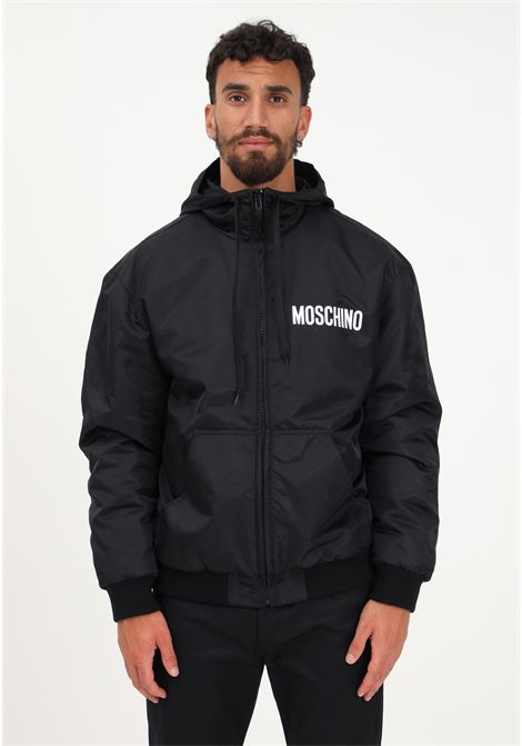 Black down jacket for men with Moschino Teddy Bear print MOSCHINO | V062752151555
