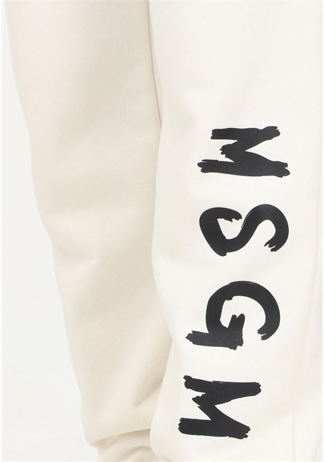 Pantalone sportivo crema da donna con stampa logo sul fondo MSGM | Pantaloni | F3MSJUFP027013