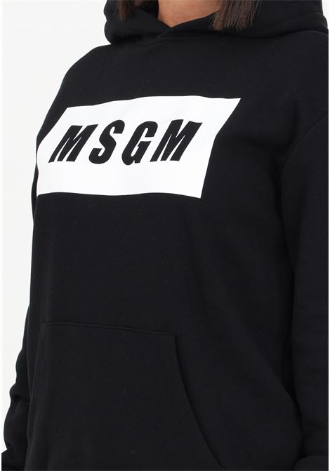 Black women's sweatshirt with hood and logo print MSGM | Sweatshirt | F3MSJUHS018110