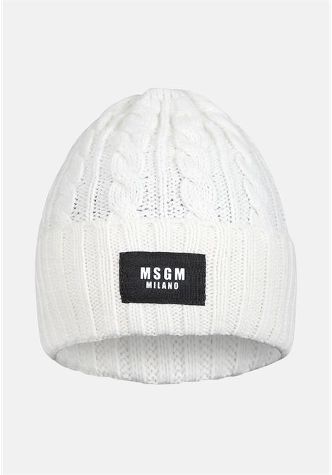 White wool hat for women with braided workmanship MSGM | Hats | F3MSJUHT057013