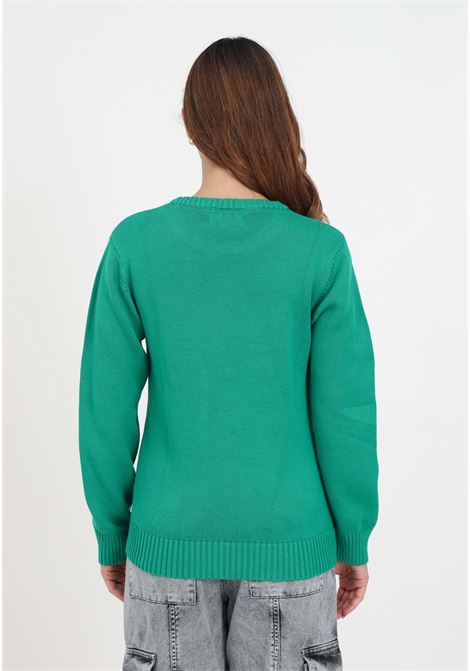 Green sweater with intarsia logo for women MSGM | Knitwear | F3MSJUJP153080