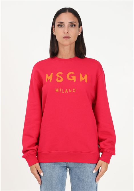 Fuchsia crewneck sweatshirt for women with logo print MSGM | Sweatshirt | F3MSJUSW023044