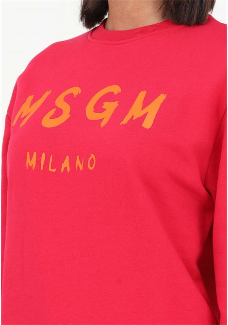 Fuchsia crewneck sweatshirt for women with logo print MSGM | Sweatshirt | F3MSJUSW023044