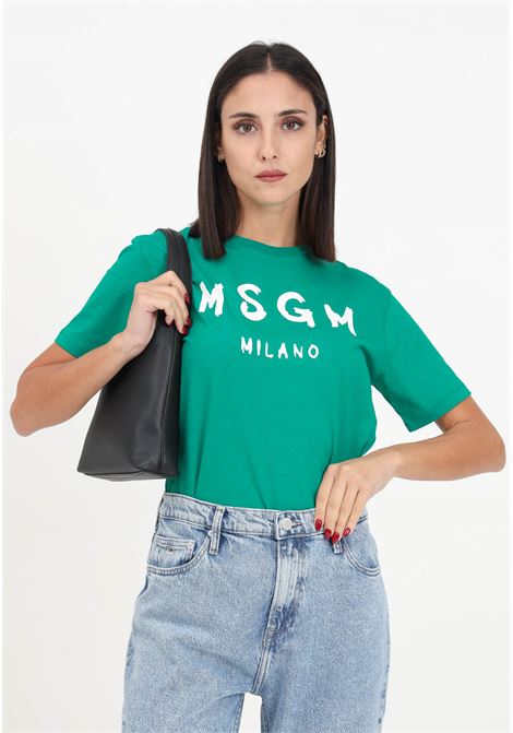 Green t-shirt with women's logo MSGM | T-shirt | F3MSJUTH011080