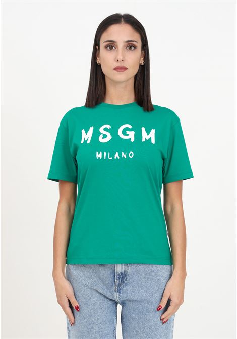 Green t-shirt with women's logo MSGM | T-shirt | F3MSJUTH011080