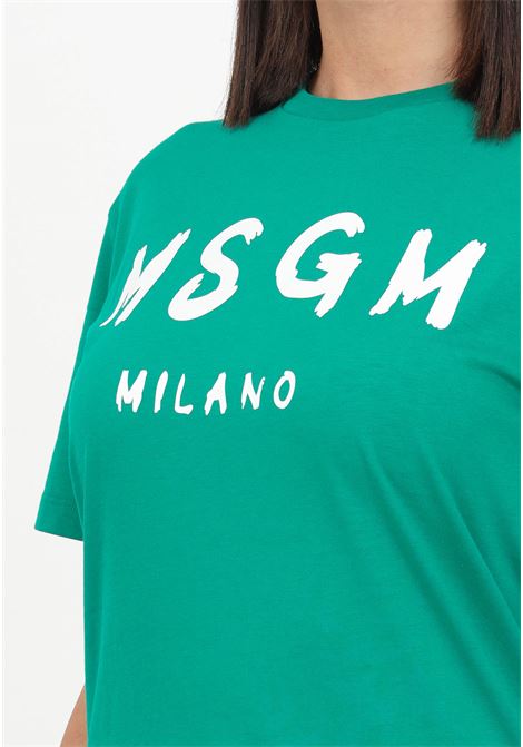 T-shirt verde con logo da donna MSGM | T-shirt | F3MSJUTH011080