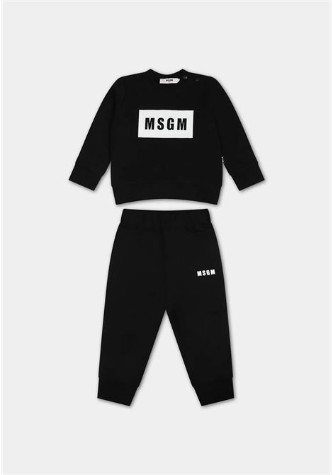 Tuta nera da neonato con stampa logo MSGM | F3MSUNTP043110