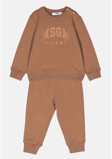 Brown baby boy suit with logo print MSGM | Suit | F3MSUNTP197924