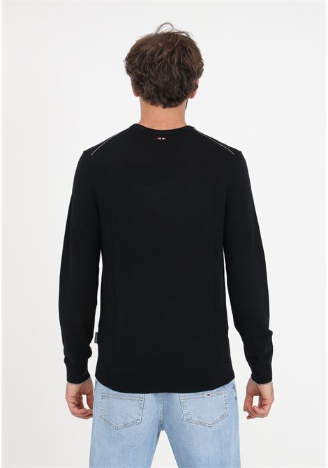 Black crew-neck sweater for men with flag application NAPAPIJRI | Knitwear | NP0A4GJU04110411